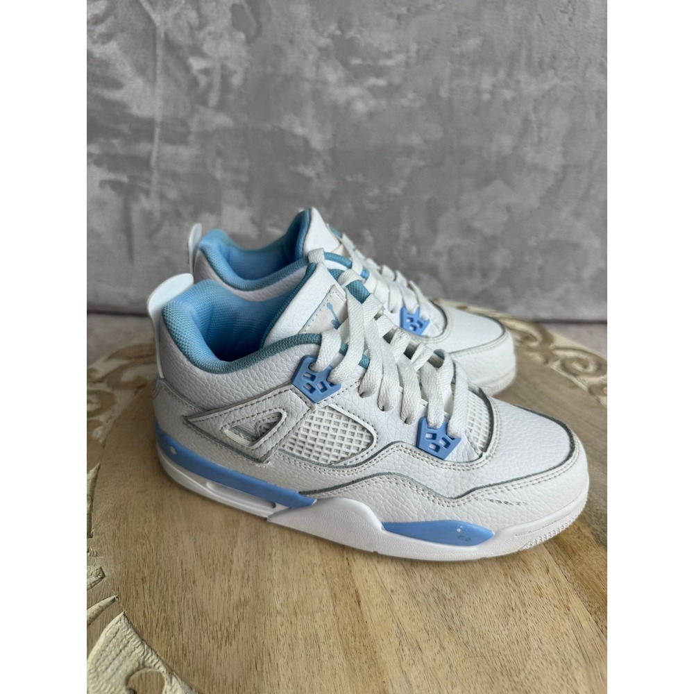Jordan 4 Retro Military Blue White Blue Kids Sneakers HV0823-100 Size 2.5Y